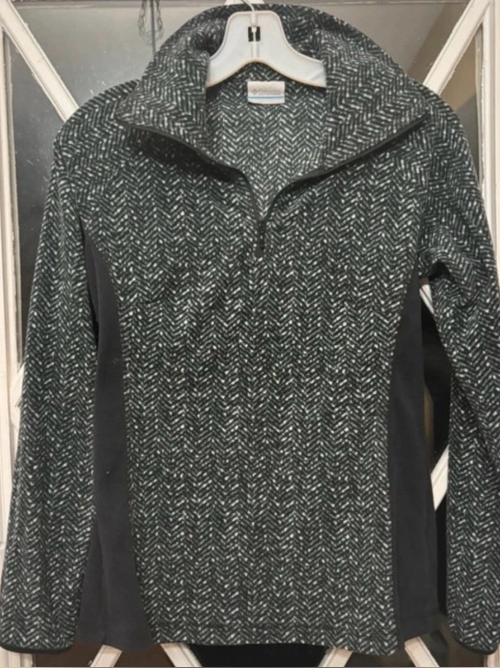 Columbia Black & Charcoal Herringbone Quarter-Zip Utility Jacket